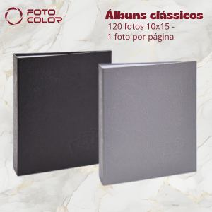 álbum para 120 fotos 10x15 Album capa dura 16x12  Encadernado com rebites. Folhas em plastico cristal.  Esse é um álbum de tamanho menor, capacidade para uma foto por página. Não aceita refil