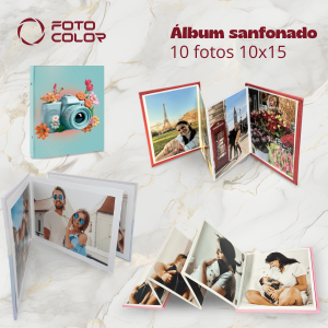 Álbum sanfonado para 12 fotos 10x10 Album capa dura 11,6x11,6  Folhas em papel especial branco com adesivo coberto por papel siliconado Álbum autocolante  O álbum Sanfonado tem folhas em papel especial branco com adesivo coberto por papel siliconado. Uma ótima opção de presente, é prático e fácil de montar!